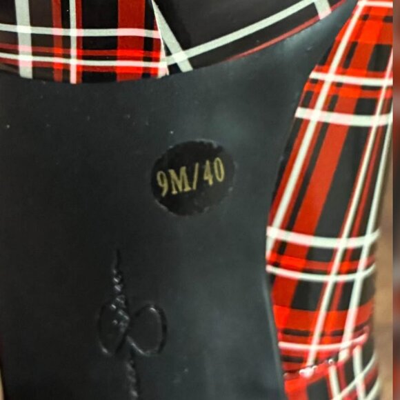 Jessica Simpson 9 Irella Teagan Red Plaid Patent 5” Platform Heels - Picture 2 of 2